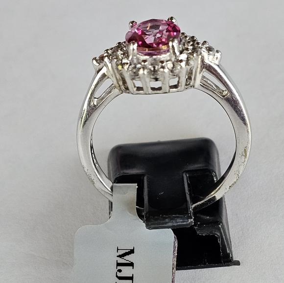 Genuine Pink & White Topaz Ring Sterling Silver Size 9! NWT - Picture 8 of 17